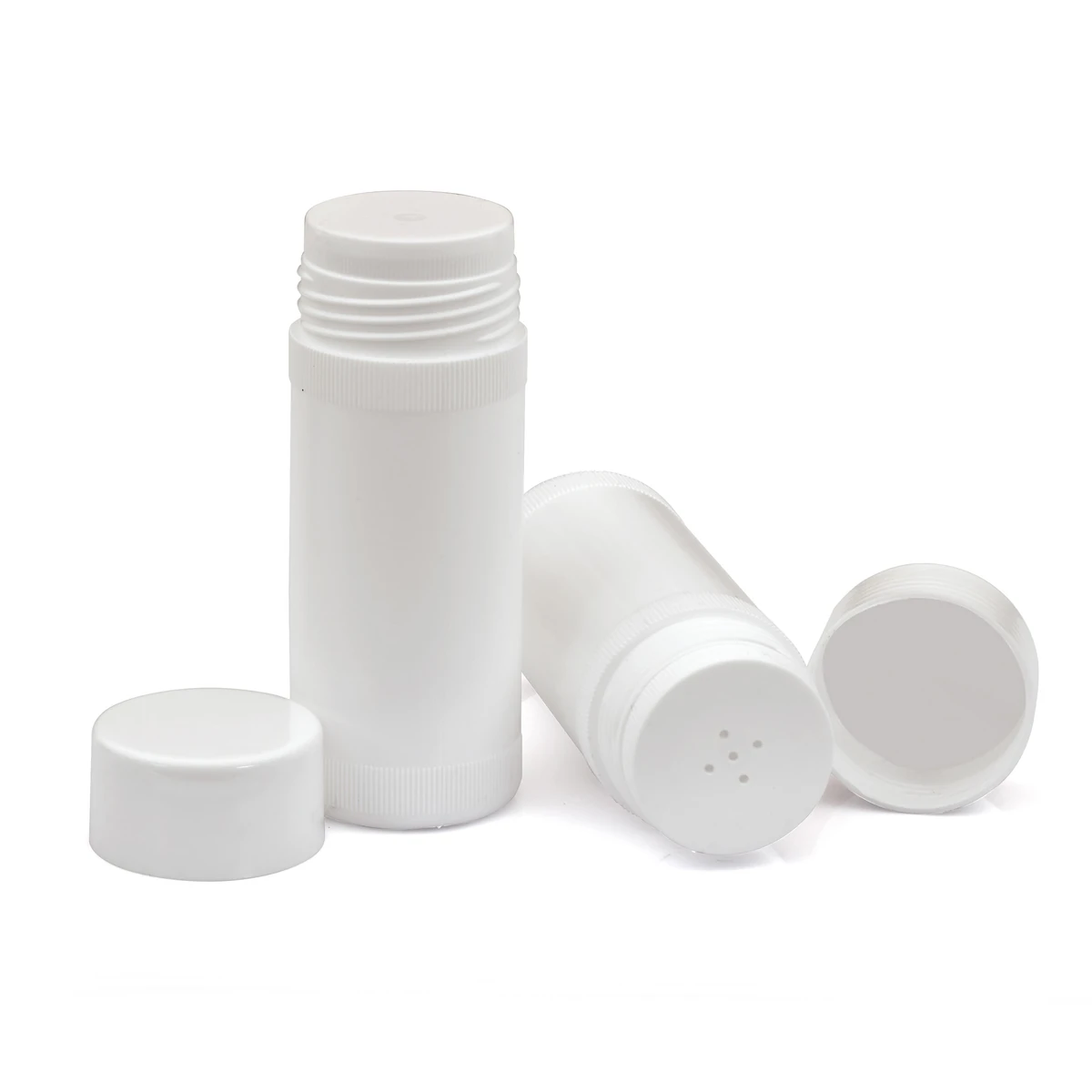 100 g baby powder bottle and cap shown from different angles