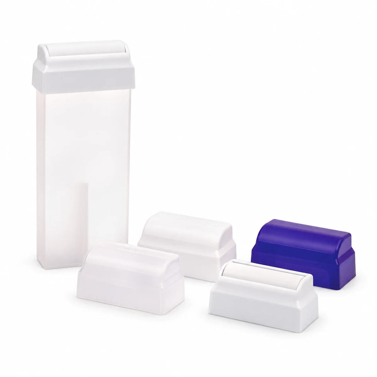 Empty 100 ml roll-on wax cartridges with roller heads and cap options manufactured by Plaston