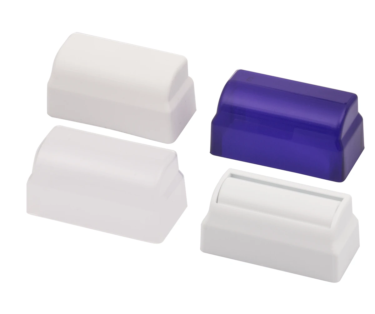 White and purple roller head and cap options